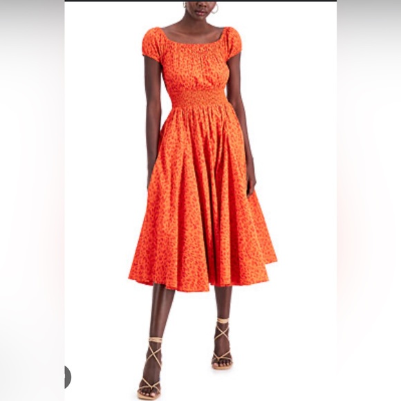 INC International Concepts Cotton Off-The-Shoulder Midi Dress - Picture 4 of 12